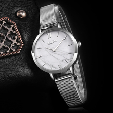 Модные Серебристые креативные мраморные часы с сетчатым ремешком, женские минималистичные часы, женские часы, простые женские часы, часы Reloj Mujer 2024 - купить недорого