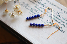Lii Ji Natural Stone Blue Lapis Lazuli Earrings 925 Sterling Silver 18K Gold Plated Drop Dangle Elegant  Earrings For Women 2024 - buy cheap