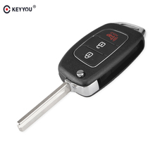 KEYYOU-carcasa para llave de coche, carcasa para 3 botones plegable con mando a distancia, Fob, para Hyundai HB20 SANTA FE IX35 IX45 Accent I40 2024 - compra barato