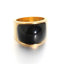 Anillos De Compromiso dorados y negros para hombre y mujer, joyería de boda, anillo grande de piedra de cristal, joyería de cristal de acero inoxidable 2024 - compra barato