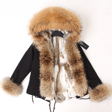 Женская короткая парка, меховое пальто, зимняя куртка с воротником из натурального меха кролика, толстая теплая меховая подкладка, парка, верхняя одежда 2024 - купить недорого