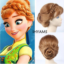 Top Qualtiy Braids Short Natural Brown Mix Blonde Anna Updo Synthetic Hair Cosplay Wig + Wig Cap 2024 - buy cheap