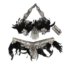 ATS 2019-Conjunto de 3 piezas de ropa Tribal para mujer, conjunto de sujetador con estampado de cocodrilo de bronce antiguo, cinturón, disfraz de pluma de baile gitano 2024 - compra barato