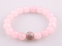 Hot Sale Jewelry Micro Zircon Pave Ball Pink Onyx Agat Stone Strand Bracelet 2024 - buy cheap