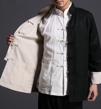 2pcs/set 4color Male cotton&linen Martial arts Tang suits wing chun uniformtai chi kung fu clothing reversible jacket black/blue 2024 - buy cheap