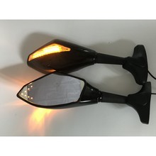 Espelho retrovisor universal para motocicleta, preto, led, setas, espelho integrado, alta qualidade, para honda suzuki kawasaki 2024 - compre barato