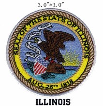 Illinois State Seal 3.0" wide embroidery patch  for iron on patches/transfers/golds  patches 2024 - buy cheap