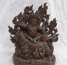 YM 318 8 "Tibet Pure Bronze Vajra Mahakala Estátua de Buda Dharma Passeio Riqueza Ovelhas Joss 2024 - compre barato