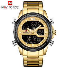 Naviforce relógio masculino impermeável, relógios de pulso aço inoxidável quartzo led digital militar esportivo 2024 - compre barato