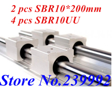 Free Shipping 2pcs SBR10 200mm and 4 pcs of SBR10UU 10mm Linear Rail cnc parts SBR10*200mm linear guide 2024 - buy cheap