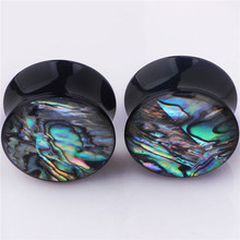 2 pcs Punk Expansões Piercing Brinco do Escudo Abalone Ear Plugs Flesh Túneis Calibres Ouvidos Expanders Corpo Jóias Presente Do Partido 2024 - compre barato