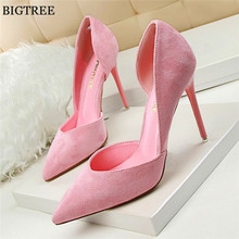 Women Sexy Side Cut-Outs Thin Shoes Korean Pointy Toe Fashion Shallow Woman Pumps High Heels Stiletto Ladies Wedding Dress Shoes 2024 - buy cheap