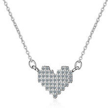 Novo temperamento moda 925 jóias de prata esterlina requintado cheio de amante de cristal em forma de coração pingente colares h386 2024 - compre barato