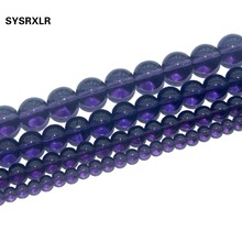 Wholesale Charm Clear Glass Purple Crystal Round Loose Beads For Jewelry Making DIY Bracelet Necklace 4/6/8/10/12 MM Strand 2024 - buy cheap
