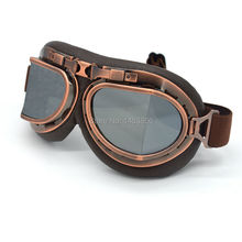 Óculos de couro café para motocicleta, óculos prateados para dirigir e pilotar 2024 - compre barato