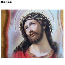 RENBO Full,Diamond Embroidery,Jesus Diamond Painting Cross Stitch Indian religion 3D,Diamond Mosaic,Needlework,Crafts,Christ,art 2024 - buy cheap