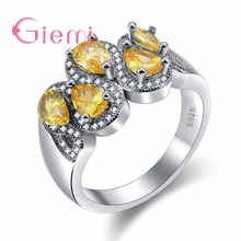 Top Quality Exquisite 925 Sterling Silver Jewelry Rings For Women With Yellow Stone Beautiful Party Accessories Wholesale 2024 - buy cheap