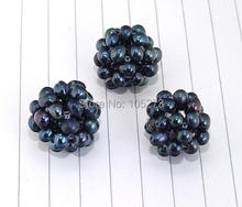 Pearl Jewelry Black Freshwater Cultured Pearl Gem Loose Beads Balls 16mm About 3 Pieces 2024 - buy cheap