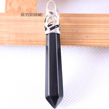 Free Shipping Jewelry Hexagonal Column 10x60MM Natural Stone Beads Black Onyx Pendant For Necklace 1Pcs RK242 2024 - buy cheap