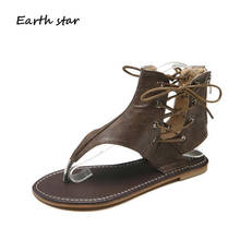 EARTH STAR 2018 New Shoes Women Brand Sandals Lady Rome Style Fashion chaussure Summer Gladiators Cross-tied Flats Female Brown 2024 - buy cheap