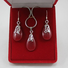 wholesale lady's red silver plated  waterdrop pendant & earring  jewelry set s003 2024 - buy cheap