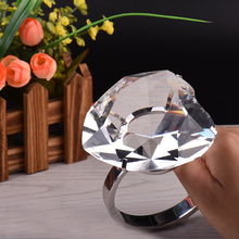 Fashion Wedding Decorations Heart Shaped Crystal Big Diamond Ring Romantic Proposal Props Home Accessories Party Glass Gifts 2024 - buy cheap