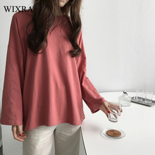 Wixra Basic Soft O Neck Long Sleeve Tee Tops Casual T-shirts Women Fashion Spring Autumn Loose Cotton Tops 2024 - buy cheap