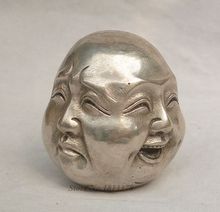 Buddhism Silver 4 Different Emotions Face Maitreya Buddha Head Statue fast shipping 2024 - buy cheap