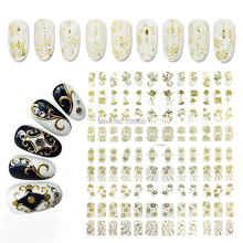 1 PCS Mix Design 3D Nail Art Sticker Decals High Quality Popular Gold Metal Flower Nail Art Decorations 2024 - buy cheap