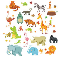 Забавный счастливый зоопарк, милый динозавр, Зебра, жираф, змея, наклейки на стену для детской комнаты, домашний декор, Мультяшные наклейки с животными, фреска «сделай сам» 2024 - купить недорого