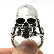 Wholesale Price Huge&Heavy 316L Stainless Steel Motorcycle Cool Biker Rings Gothic Skull Polishing Ring 2024 - buy cheap