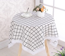 Black and White Plaid Tower Letter Linen Tablecloth Pattern Table Cloth Wedding Banquet Washable Table Cover Textiles 2024 - buy cheap