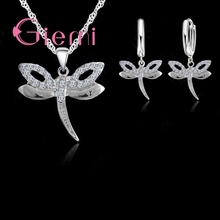 Sweet Romantic Butterfly Shape Necklace Earrings Cubic Zirconia Engagement Wedding Jewelry Set 925 Sterling Silver 2024 - buy cheap