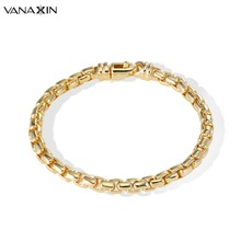 VANAXIN-Pulseras y brazaletes de plata esterlina 925 para hombre, caja clásica, Color dorado, caja de joyería de alta calidad 2024 - compra barato