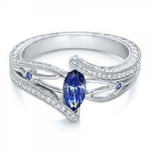 Created Blue Crystal Statement Wedding Ring Fashion  Jewelry Engagement Ring New Gift For Women As Gifts 2024 - buy cheap