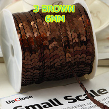 100 Yards 6mm Round Sequins Trim, Sold per Packet of 1 Roll(100 Yards)-3 Brown 2024 - buy cheap