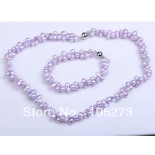 New Free Shipping Natural Pearl Jewelry Set Genuine 6-9mm Purple Color Baroque Cultured Freshwater Pearl Necklace Bracelet 2024 - buy cheap