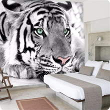 Beibehang-papel tapiz de tigre blanco y negro, murales de animales para entrada, dormitorio, sala de estar, sofá, TV, fondo, mural de pared 2024 - compra barato