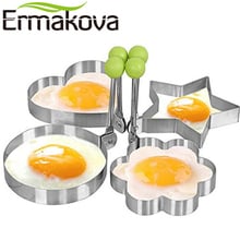 ERMAKOVA Egg Pancake Ring Egg Mold 4 Pcs/Set Stainless Steel DIY Fried Pancake Mold Rings Egg Mold with Handle (Green Color) 2024 - buy cheap