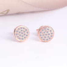 Stud Earrings Zircon Rose Gold Fashion Earring for Women Lotus Shape Simple Wedding Party Literary Gift Lady Jewelry Earring 2024 - buy cheap