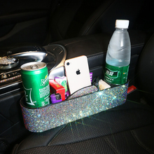 Diamante assento de carro fenda lacunas caixa de armazenamento strass cristal auto bebida bolsos organizadores assentos acessórios interiores 2024 - compre barato