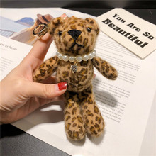 Creative cute plush leopard bear doll key ring pendant plush toys keychain ladies car bag keychain Christmas birthday gift 2024 - buy cheap