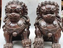 15 "fengshui bronze animal foo fu guarda de cachorro porta leão par estátua 02017 2024 - compre barato
