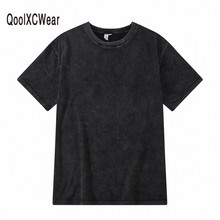 QoolXCWear new Men Retro Oversized Tshirt  Streetwear Hip Hop Tees Men Cotton Top Tee 2024 - buy cheap