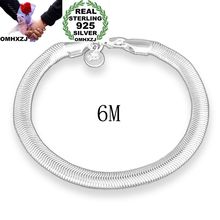 Hxomzj pulseira personalidade, bracelete de prata esterlina 925 para meninas, 6mm de corrente plana e presente de festa para mulheres, br122 2024 - compre barato