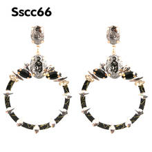 Sscc66 Drop Long Earrings Round Resin Personality Brand Crystal Big Earring Large Long Brinco Ear Accessories Oorbellen Gift 2024 - buy cheap