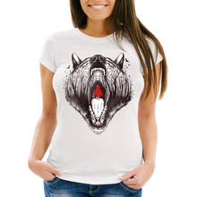 Camiseta Harajuku con capucha para mujer, bonita camiseta divertida de Diseño de Lobo, camiseta informal de verano para chica 2024 - compra barato