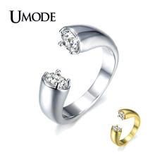 UMODE Fashion White Gold Zircon Crystal Open Rings for Women Ajustable Wedding Engagement Jewelry Anillos Mujer AUR0220B 2024 - buy cheap