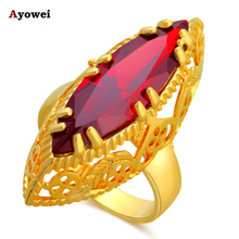 Anéis de granate real item de capinação cor dourada atacado e varejo joia fashion anel de cristal vermelho tamanho #7 #8 #9 #10 jr2026a 2024 - compre barato