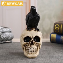 Dropshopping Europe Resin Skull Statue Sculpture Vintage Home Decoration Accessories Modern Ornaments Figurines Gift Crafts 2024 - buy cheap